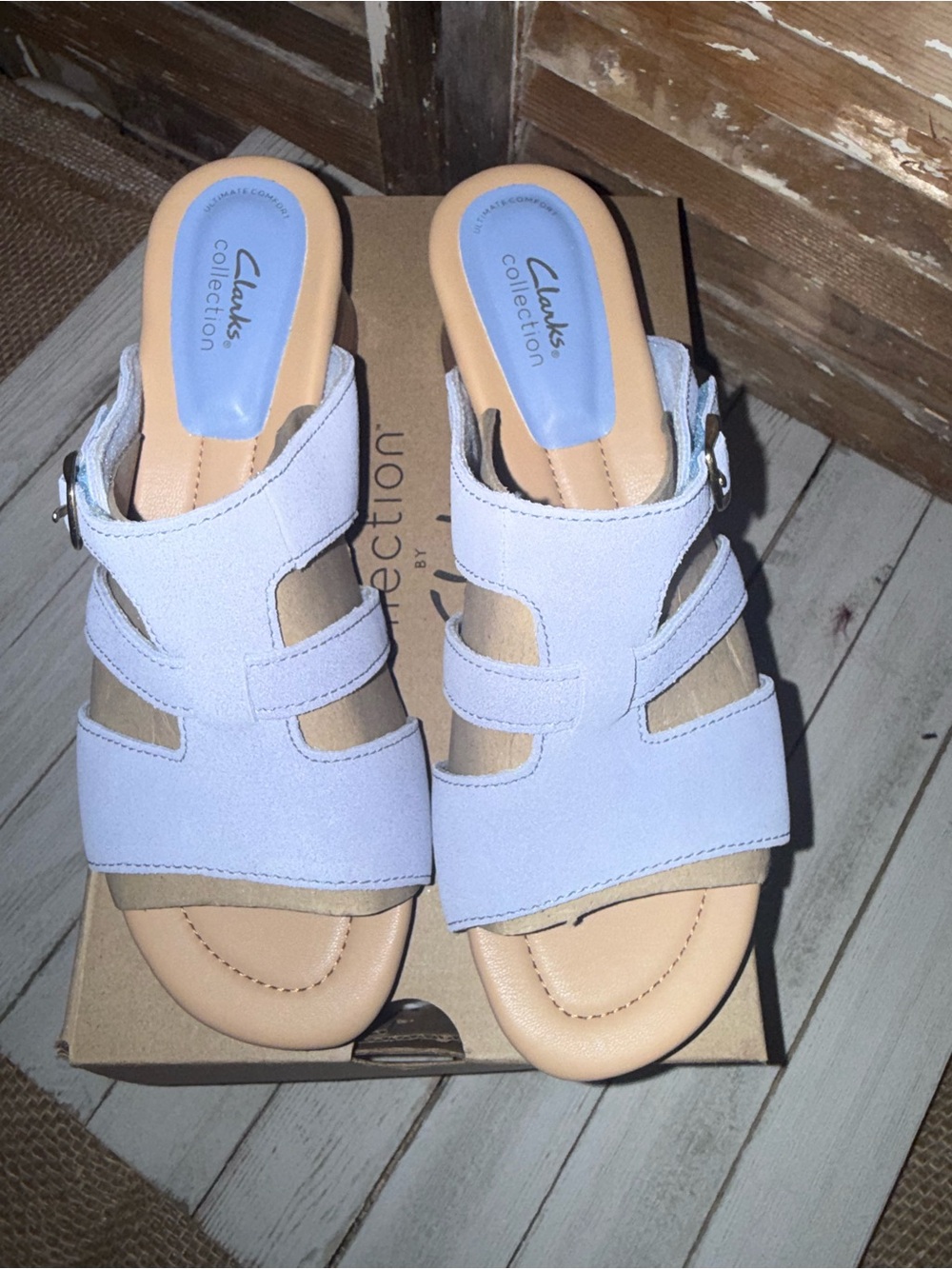 Clarks Powder blue Suede Women's Slide Mules
